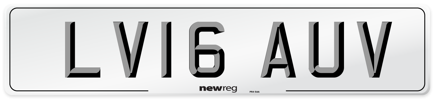 LV16 AUV Number Plate from New Reg